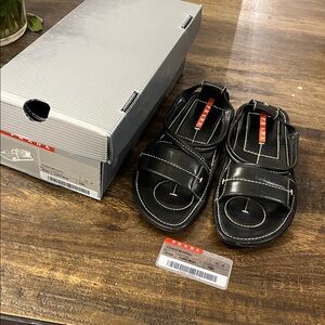 Prada Black Leather Sandals
